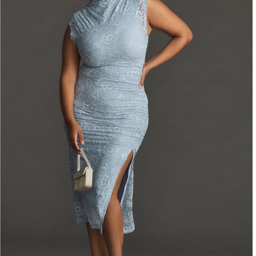Anthropologie Light Blue Lace Midi Dress
